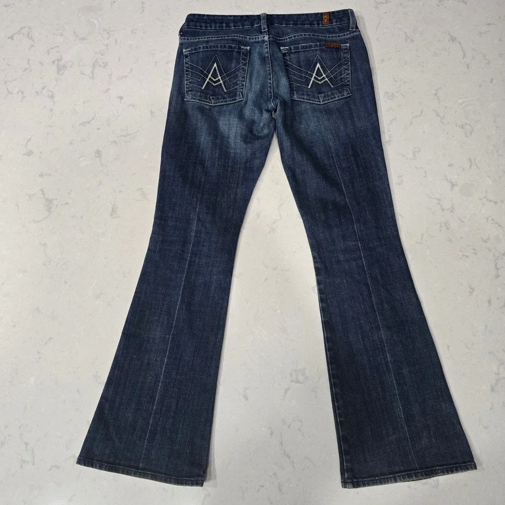 Vintage 7 For All Mankind "A Pocket" Flare Jeans Size 27 – Classic Wash USA Made - Picture 6 of 10